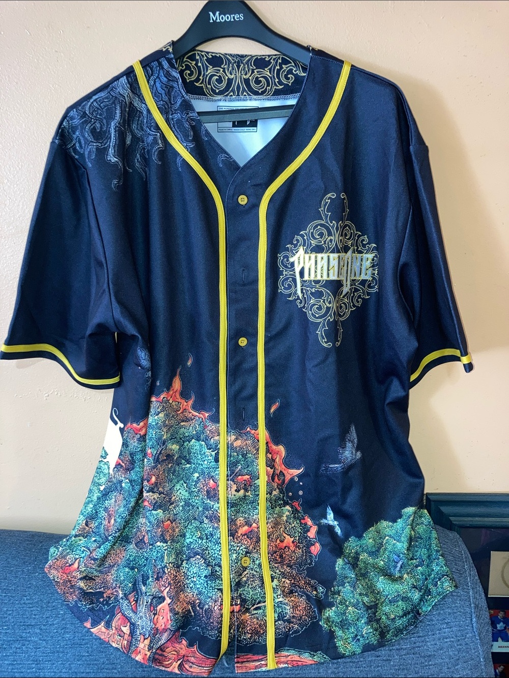 PhaseOne Navy & Yellow Men’s Graphic button up Jersey